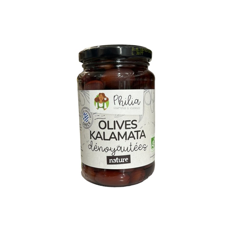 OLIVES NOIRES KALAMATA DENOYAUTEES (340G / PNE 190G) PHILIA