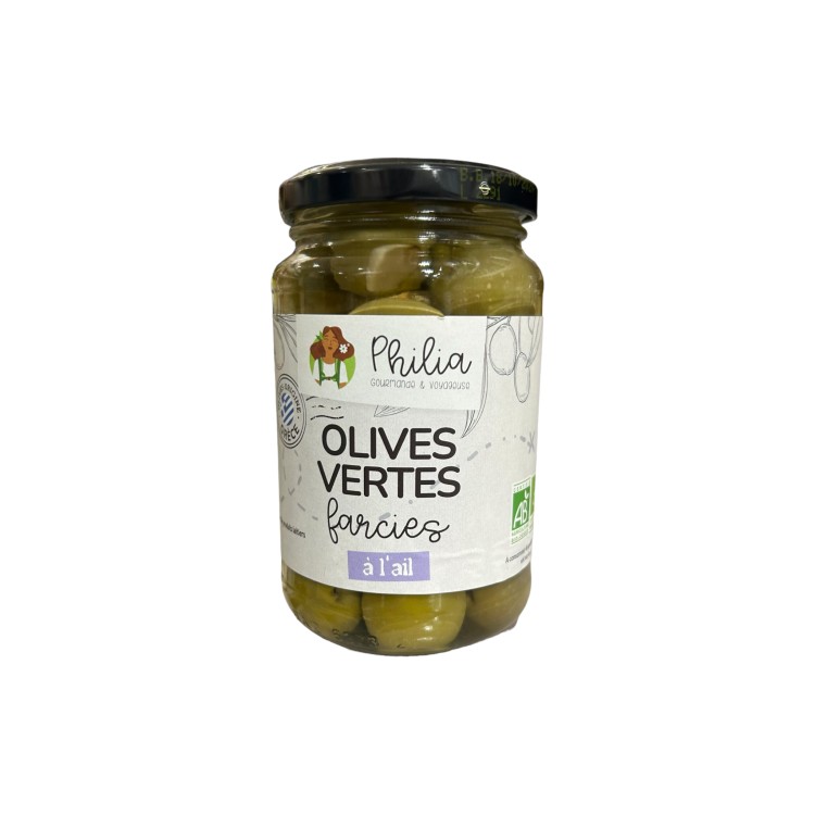 OLIVES VERTES FARCIES A L'AIL (350G / PNE 190G) PHILIA